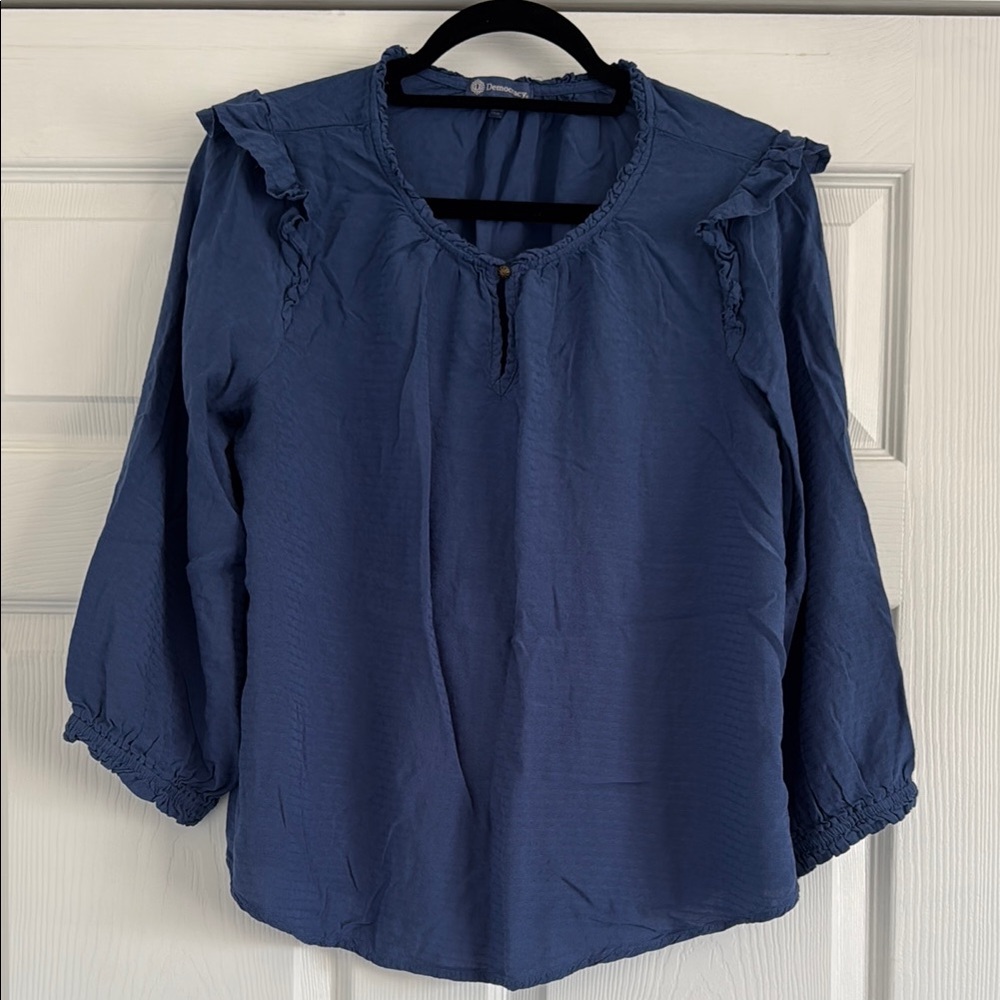 Women's Blue Ruffle Top